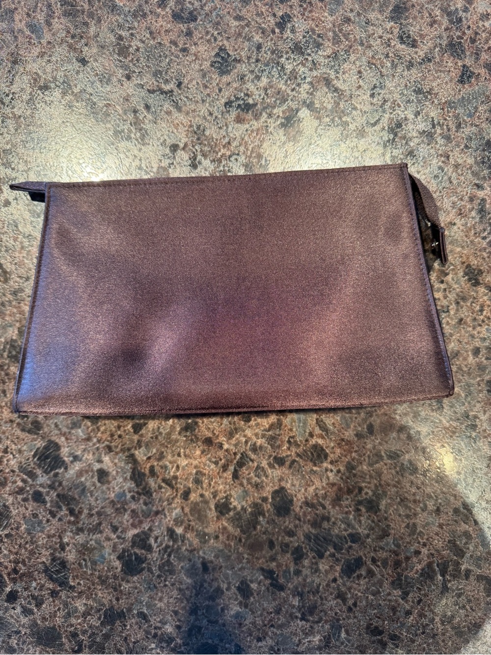 Calvin Klein Metallic Brown Satin Cosmetic Pouch